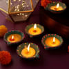 Gift Petals Shaped Clay Diyas - Set Of 8