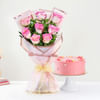 Pink Bliss Cake And Jumilia Rose Bouquet Combo Online