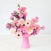 Pink Blossom Arrangement In Lilac Coupe Vase