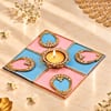 Pink & Blue Rangoli with Tea Light Candle