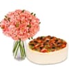 Pink Carnations And Fruit Cake For Valentine's Day