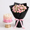 Pink Delight Cake and Flowers Combo Online