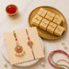Pink Lotus Rakhi Set with Sweet Treats Online