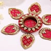 Shop Pink Rangoli with Tealight Candle Diwali Set