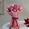 Gift Pink Rose Bouquet With Lights