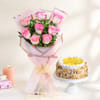 Pink Roses & Pineapple Cake Combo