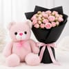 Pink Roses & Teddy Bear Combo