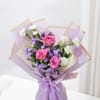 Buy Pink Roses & White Carnations Bouquet