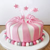 Pink & Silver Striped Fondant Cake (2 Kg) Online