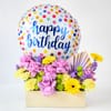 Buy Polka Dot Birthday Balloon and Flower Arrangement