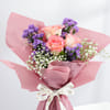 Buy Purple Elegance Bouquet and Chocolate Cake Combo