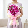 Gift Purple Orchid Bouquet with Dutch Truffle Cake Gift Combo