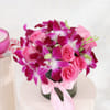 Buy Purple Orchids & Pink Roses In Round Vase