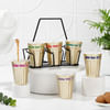 Quirky Golden Tea Cups With Stand - Set Of 6 Online