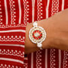 Shop Radiant Red And White Kundan Pearl Rakhi