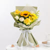 Buy Radiant Sunflower Bouquet with Yellow & White Roses
