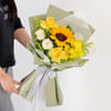 Shop Radiant Sunflower Bouquet with Yellow & White Roses