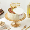 Gift Ramadan Special Rose Pista Crescent Red Velvet Cake (500 Gm)