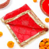 Gift Red Beautifully Embroidered Karwa Chauth Pooja Thali Set