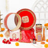 Red Beautifully Embroidered Karwa Chauth Pooja Thali Set Online