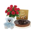 Red Carnations and Chocolate Cheesecake Celebration Hamper