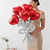 Red Heart & Silver Anniversary Balloon Bouquet