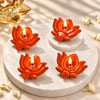 Red Lotus Diya - Set of 4