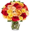 Red Peach Yellow Roses Arrangement Online
