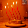 Gift Red Pillar Candles Set of 5 with Glass Holder