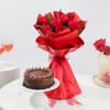 Red Roses And Chocolate Cake Combo