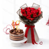 Red Roses & Black Forest Cake Gift Combo