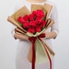 Buy Red Roses with Chocolate Almond Cake Combo