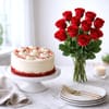Red Velvet Cake & 12 Classic Red Roses Combo