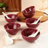 Gift Regal Feast Set of 6 Soup Bowls N Spoons - Maroon