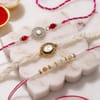 Regal Kundan Pearl and Vintage Golden Rakhi - Set of 3