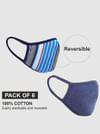 Shop Reversible Cotton Face Mask - Flat Dust Masks - Blue And White