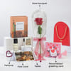 Gift Rose, Perfume & Personalized Greeting Card Hamper