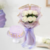 Roses Bouquet And Birthday Cake Gift Combo Online