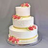 Roses with Pearls and Golden Lace Fondant Wedding Cake (5 Kg) Online
