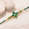 Gift Royal Kundan & Emerald Clover Stone Rakhi Set of 2