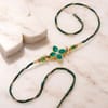 Shop Royal Kundan & Emerald Clover Stone Rakhi Set of 2