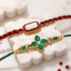 Gift Royal Kundan Rakhi with Blueberry Cheesecake