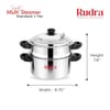Gift Rudra Silver Stainless Steel Idli Maker with 6 Plates & Nonstick 3-Layer Bottom