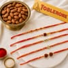 Rudraksh Rakhi Set with Chocolate and Almonds Online