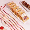 Rudraksh Rakhi Set with Date Barfi - Set of 5