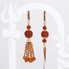 Gift Rudraksha And Pearlwork Bhaiya Bhabhi Rakhi Hamper