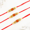 Gift Rudraksha Rakhi Set Of 3 With Chocolate