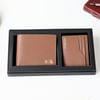 Saffiano Leather Personalized Wallet And Cardholder Set - Dark Tan Online