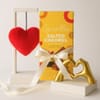Gift Salted Caramel Chocolate, Heart Keychain & Golden Hand Heart Decor