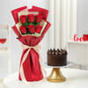 Scarlet Roses & Chocolate Crown Cake Combo